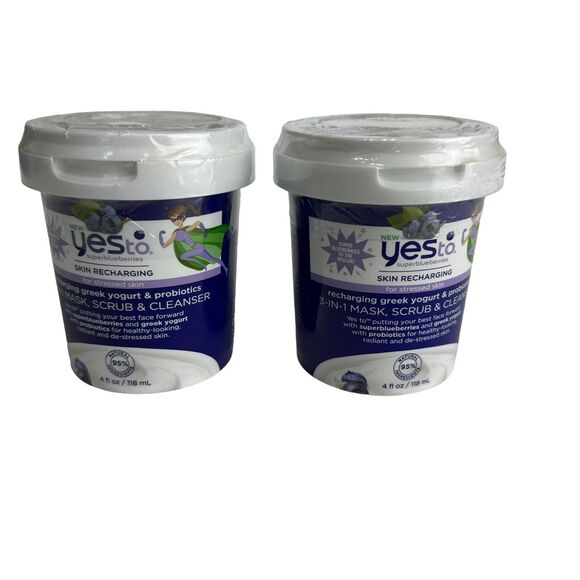 Yes to Superblueberries Recharging Greek Yogurt 3-in-1 Mask Scrub Cleanser 2 - Picture 1 of 2